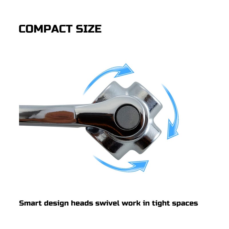 Lichamp 8-in-1 Socket Wrench Metric 8-21mm, Flexible Dog Bone Multi Functional Household Universal Hexagon Spanner, 360 Degree Rotating Head - Image 5